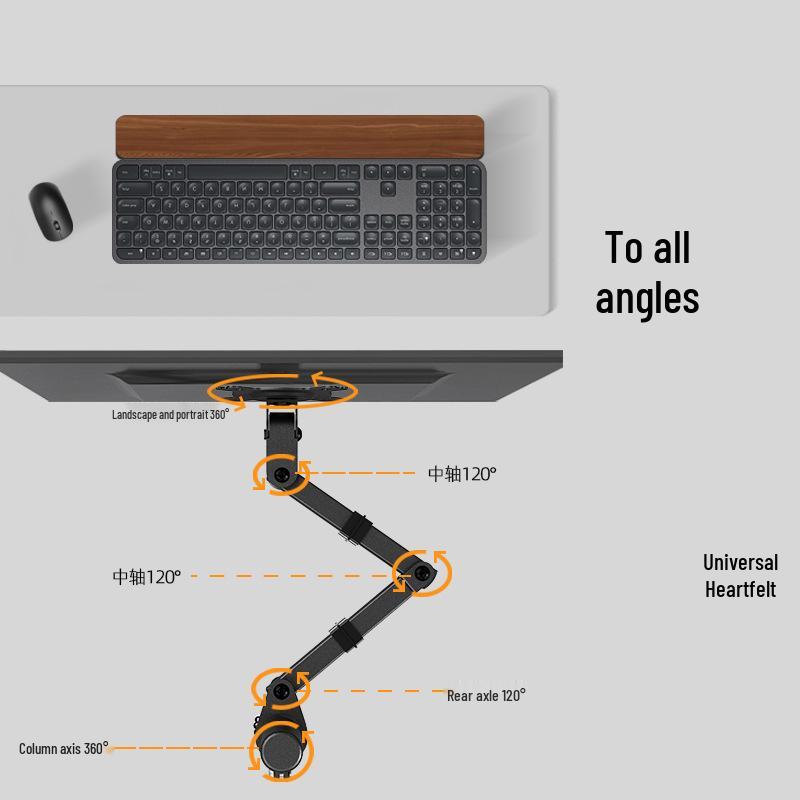 Senmiai Adjustable Single-Arm Monitor Stand for 32-inch Screens and Laptops