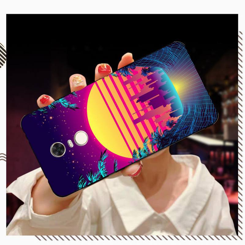 Synthwave Retro 80s Neon Phone Case for Redmi 5 6 7 8 9 A 5plus K20 4X S2 GO 6 K30 pro