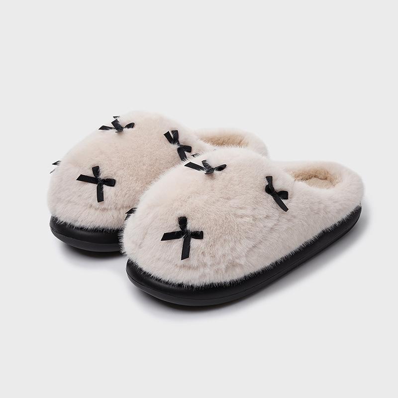 2025 New Fluffy Slippers Winter Indoor Home Heating and Velvet Outer Wear Thick-soled Cotton Slippers Women's