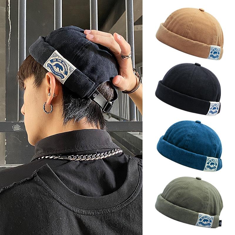 Unisex Brimless Dome Melon Cap Spring Summer Cotton Landlord Beanie Hat Men Women JK Japanese Solid Color Hip Hop Docker Hats