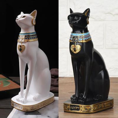 Egyptian Cat Resin Statue Figurine Unique Animal Themed Decorative Ornaments For Study Room Decor