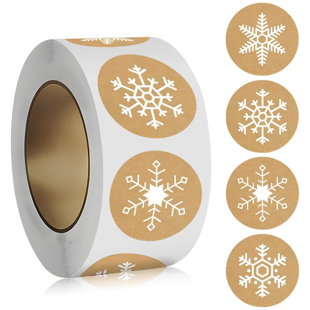 100-500Pcs High-Quality Round High-Quality Nowflake High-Quality Holiday High-Quality Sticker High-Quality Kraft High-Quality Paper High-Quality