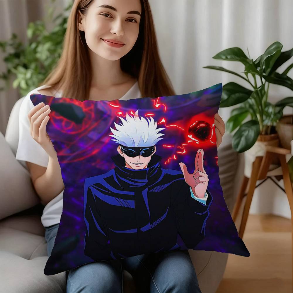 J-Jujutsu Kaisen Gojo Satoru Pillow Case Short Plush Sofa Decorative Gift Home Double-sided Printing Cushion