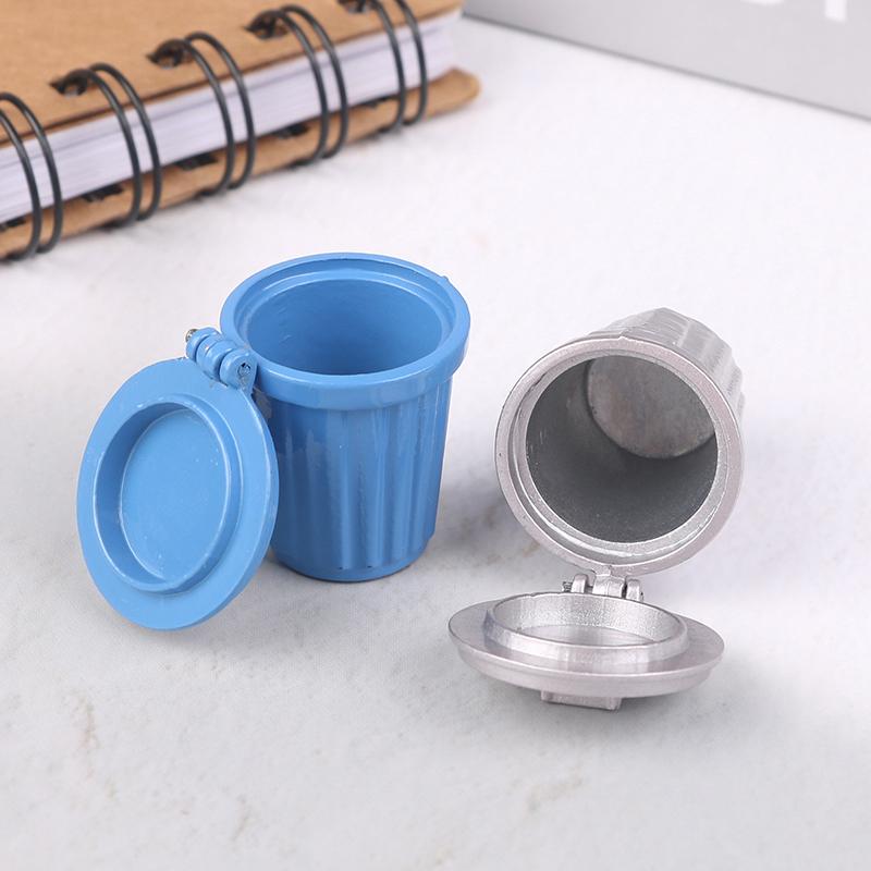 Dollhouse Mini Wooden Trash Can Dustbin Mini Waste Bin Doll House Miniature Toy Model Scene Decoration Accessories