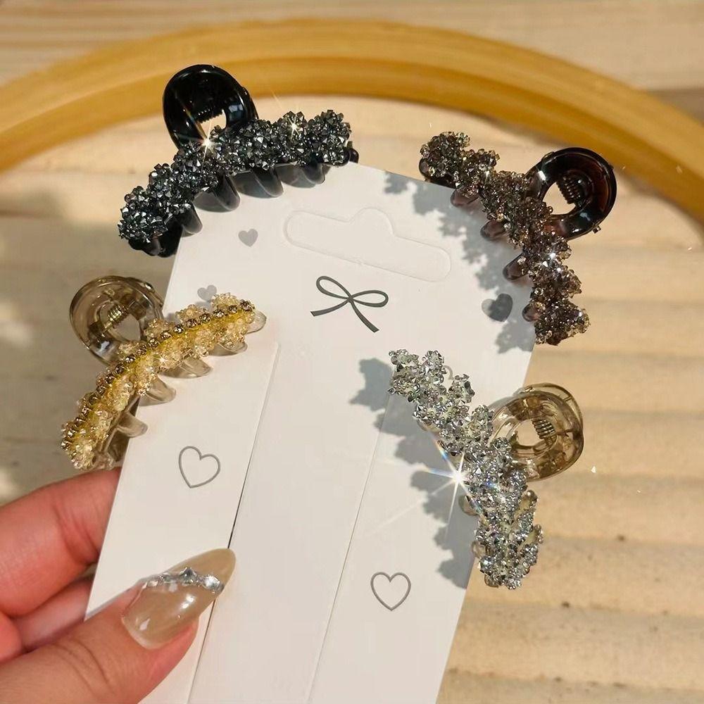 

Exquisite Rhinestones Grab Clip Small Hair Clip Fashion Hair Claw Clamp Girls кавовий