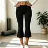 Women's Low Waist Folded Flared Capri Pants Stretchy Yoga Trousers Slim Fit Comfortable Casual Wear