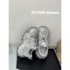 Leather platform strap mesh breathable dad shoes women's spring niche fashion sneakers