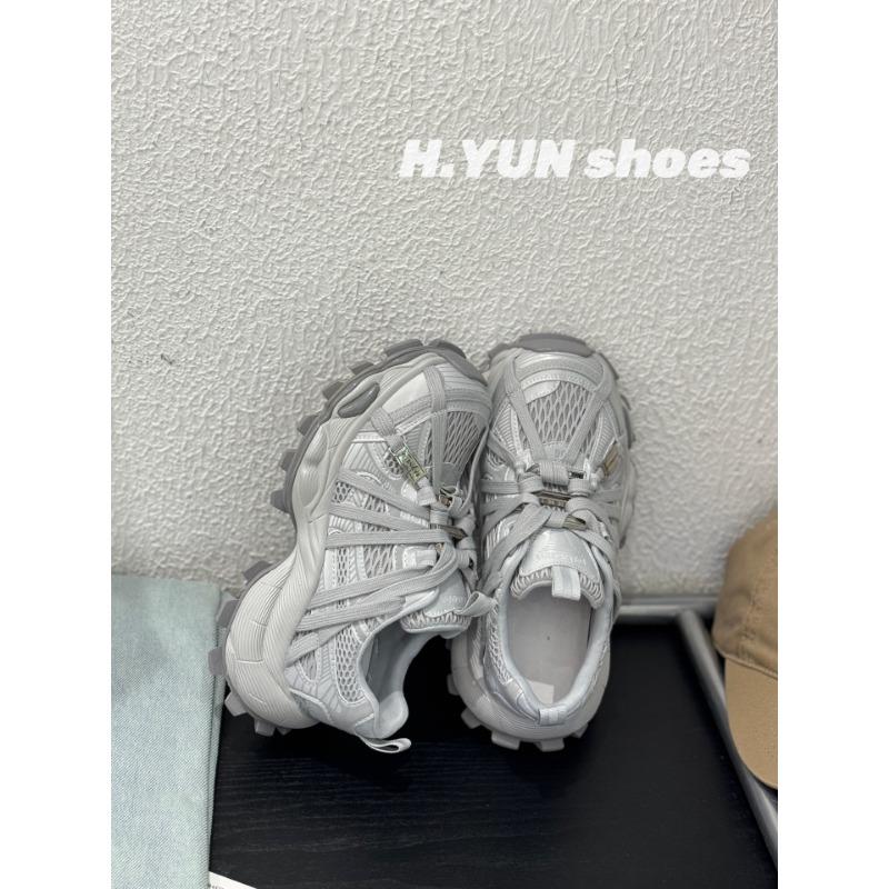 Leather platform strap mesh breathable dad shoes women's spring niche fashion sneakers