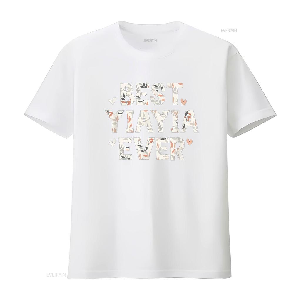 Best YiaYia Ever Floral Family Love Hearts Yia T Shirt Vintage Washed Breathable Stylish Streetwear Stretched Homme Graphic