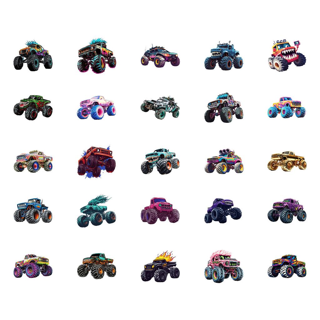 New 50 Monster Truck Series Waterproof Decorative Stickers DIY Mobile Shell Skateboard Helmet Guitar Decoration