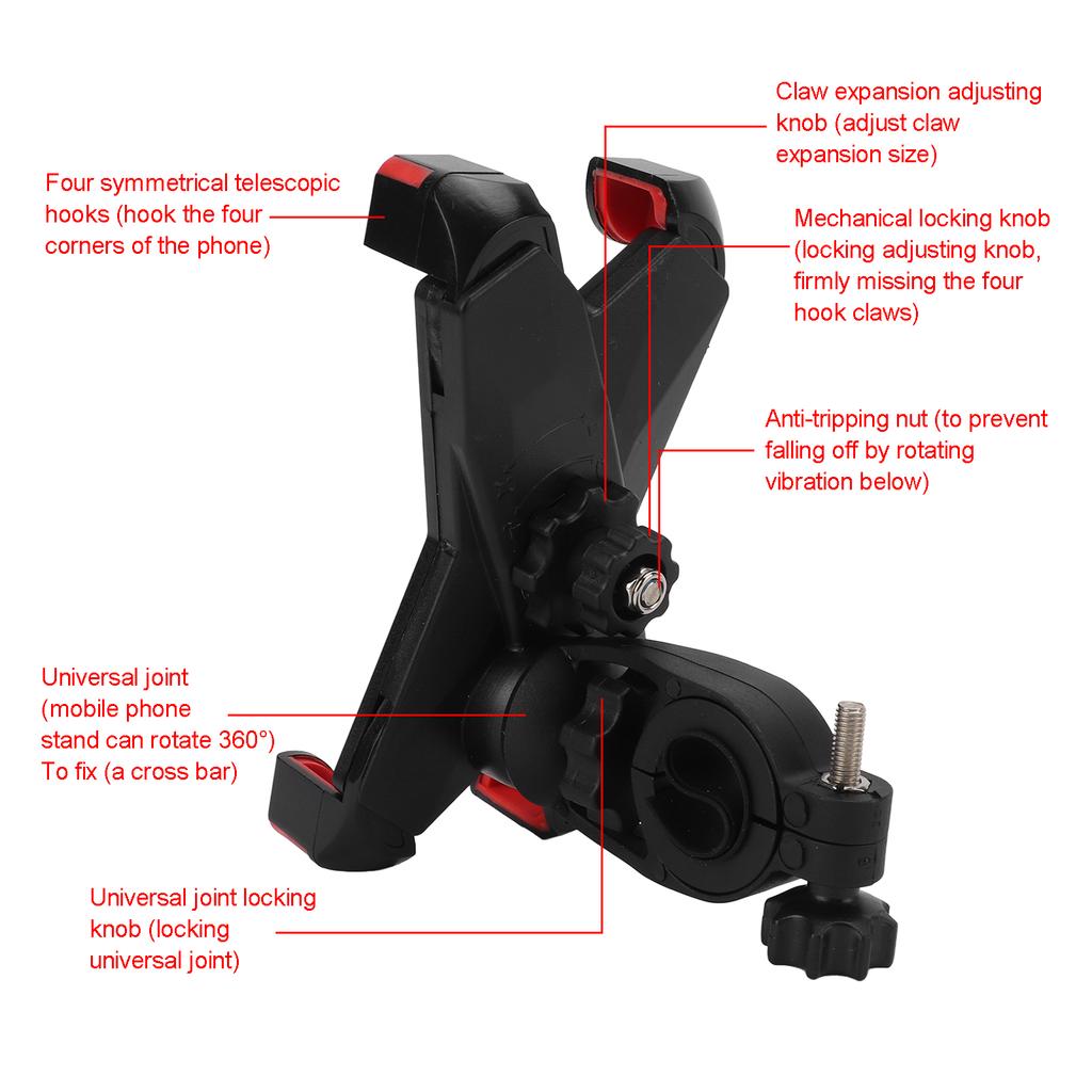 3.5‑7 Inch Bike Phone Holder 360 Degrees Rotating   Bike Mobile Phone Support Stand