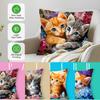 Cute Kitten And Floral Design Pillowcase Bedroom Sofa Cushion Cover 100% Polyester Living Room Cushion Pillowcase Home Decor
