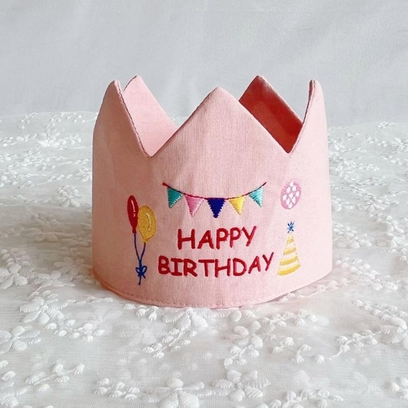 Handmade Birthday Crowned Hat For Baby First Birthday Party Photography Soft Cloth Embroidered Keepsake Accessory