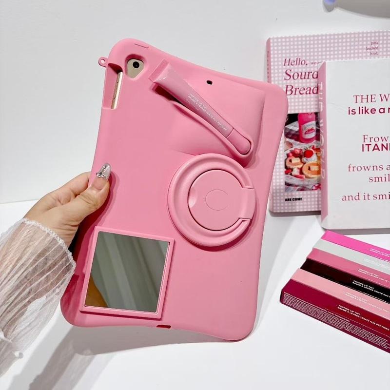 

3D Помада Макіяж Силіконовий Чохол для iPad 10-го 11-го покоління air 4 5 10.9 11 pro 11 9.7 10.2 Портативний Чохол для Планшета Блиск для Губ nine рожевий