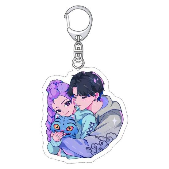 Keychain Pendant 3D Idol Group Design Portable Acrylic Keychain with Metal Lobster Clasp Waterproof Scratch-Proof Key