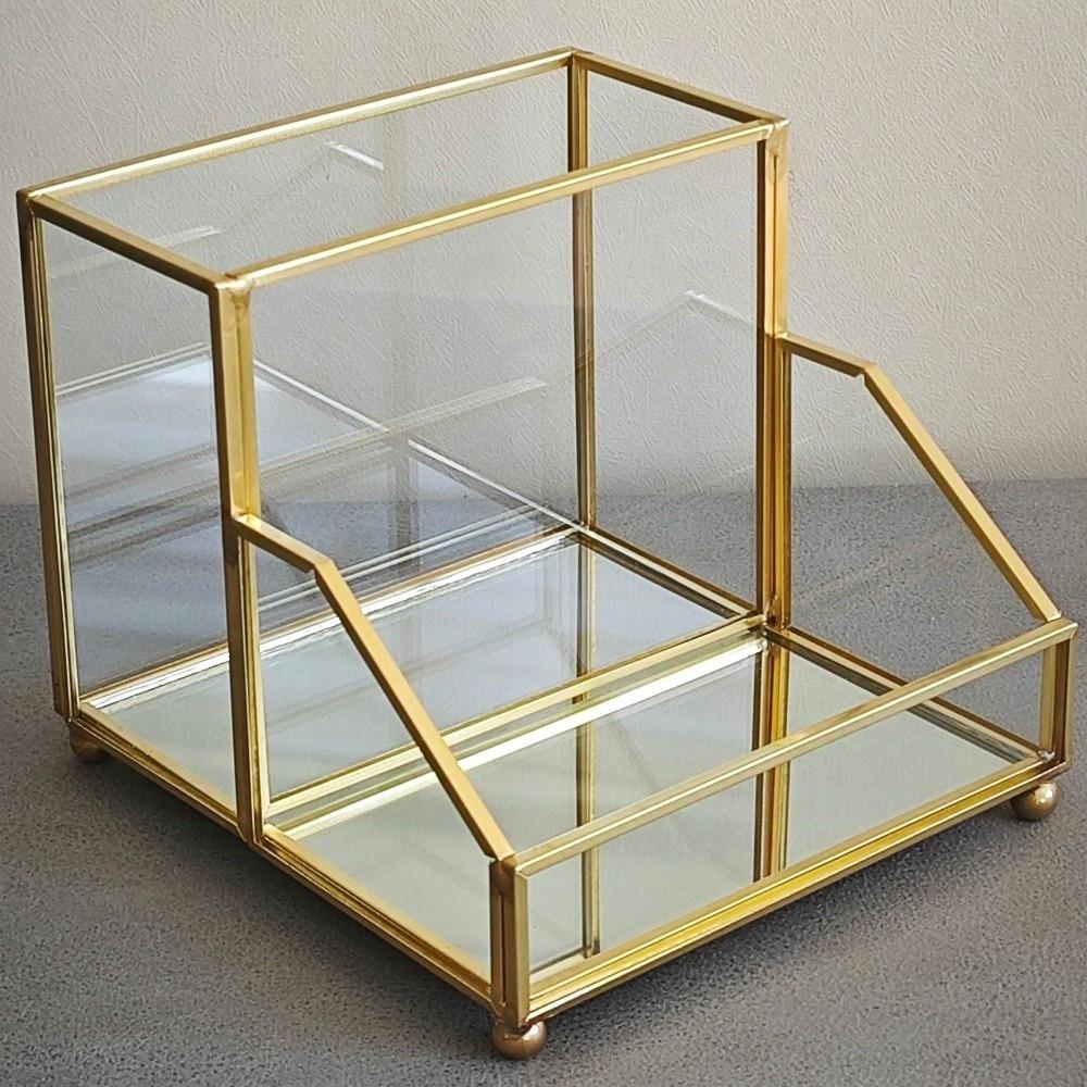 Golden Edge Business Card Holder Elegant Desk Organizer Creative Name Card Organizer Meetings