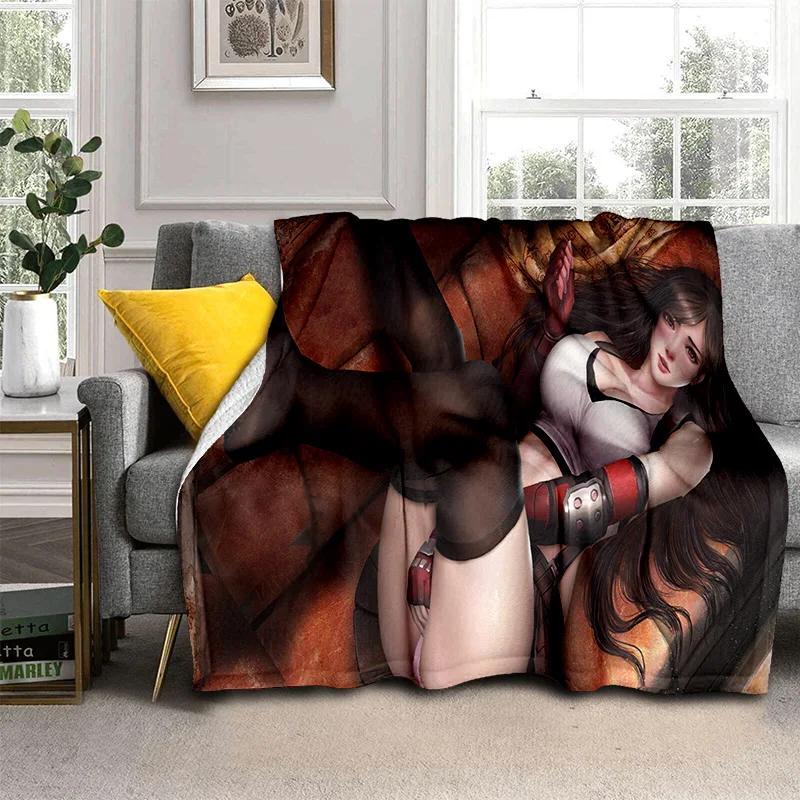 3D Tifa Aerith Sexy Lace Girl Game Cartoon Blanket,Soft Throw Blanket for Home Bedroom Bed Sofa Picnic Office Cover Blanket Kids