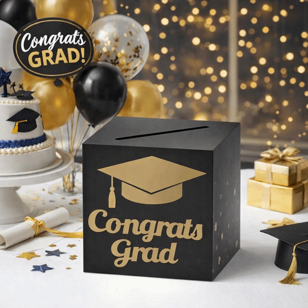 DIY Graduation Game Gift Box Black Golden Money Box Cash Gift Box  Graduation Party Decoration