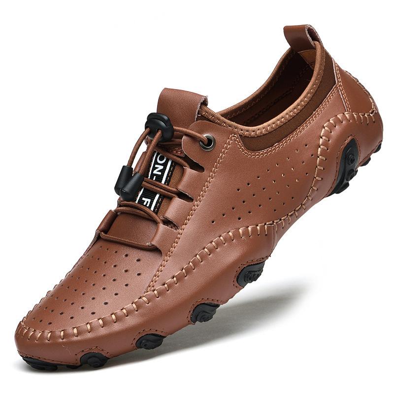Large Size 454647 New Little White Shoes, White Beanie Shoes, Men's British Breathable Casual Shoes, Soft-soled Driving Lazy Shoes