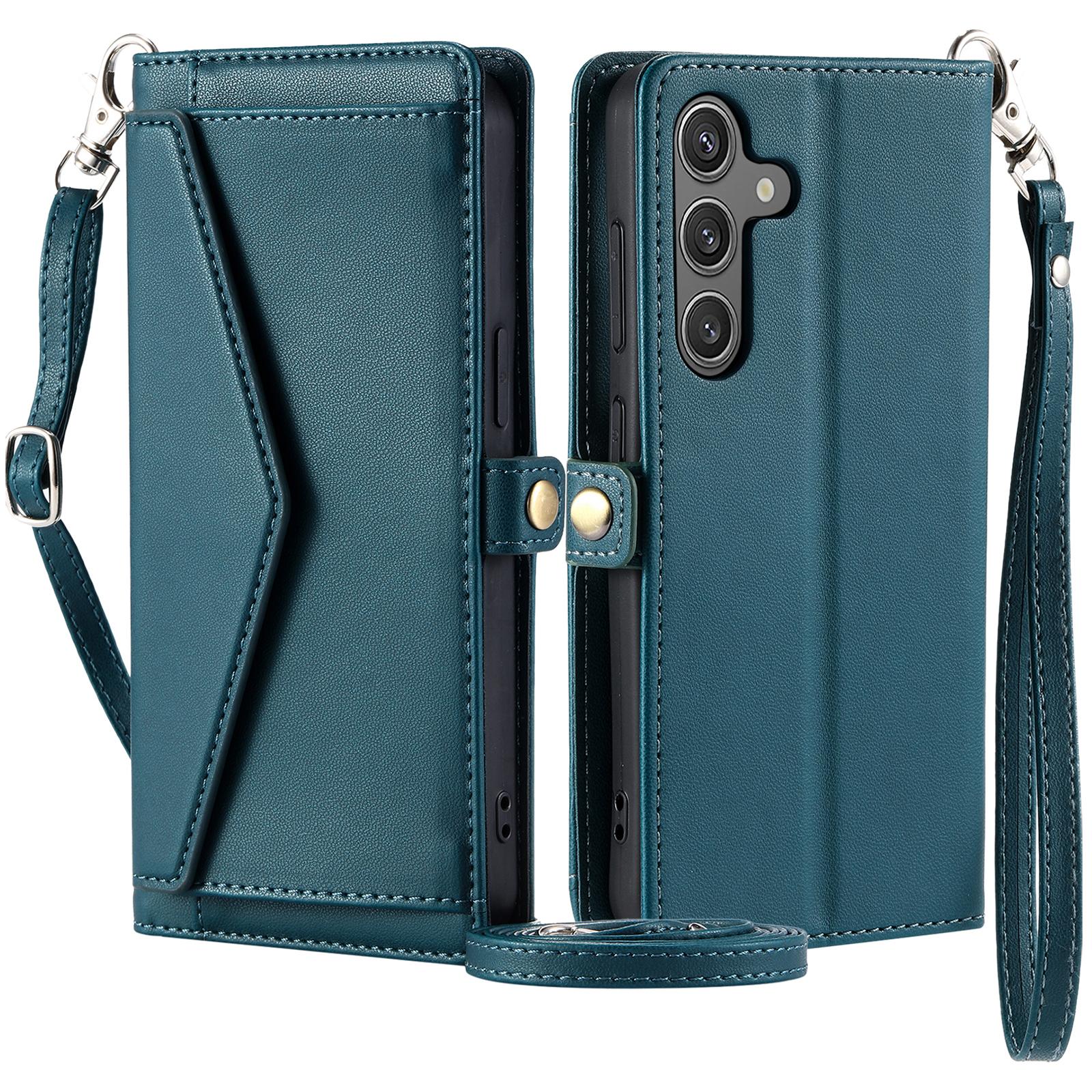 

For Samsung Galaxy S24 FE Leather Case Wallet Stand Phone Cover with Straps D