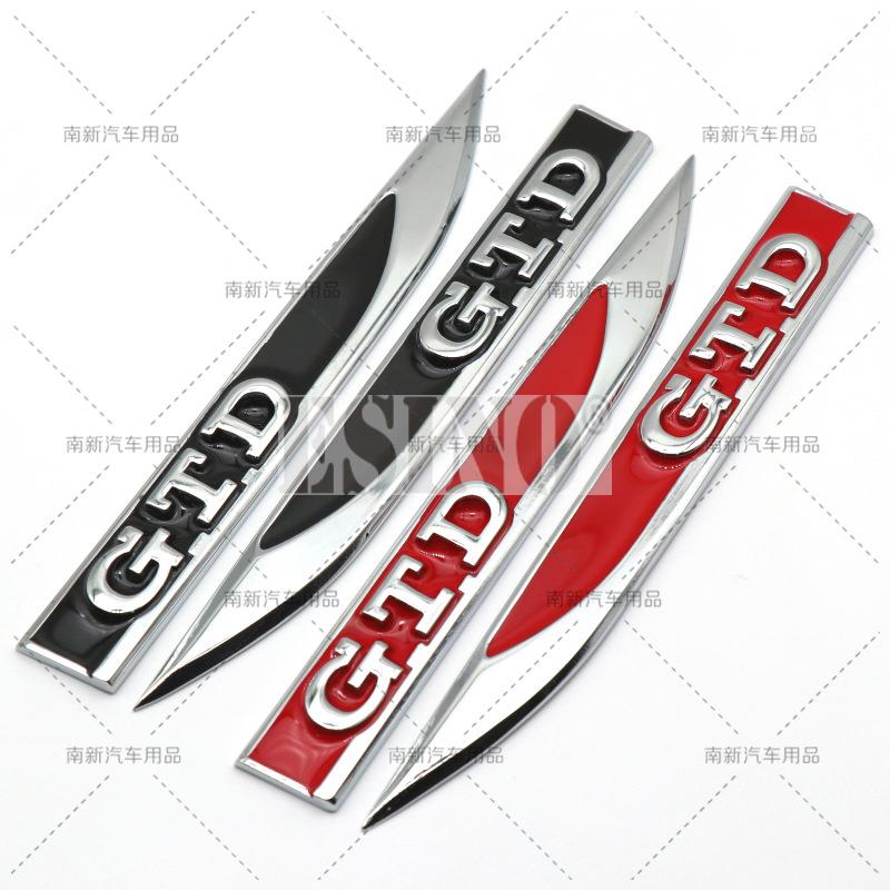 2 x GTD Body Fender Side Metal Chrome Zinc Alloy Knife Side 3D Adhesive Emblems Badges Decals for Volkswagen NWP1