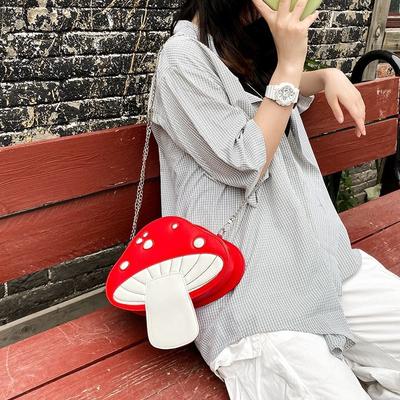 Cute Mushroom Bag Personalized Cartoon Bag Trendy Fashion Chain Contrasting Color Splicing Shoulder Bag