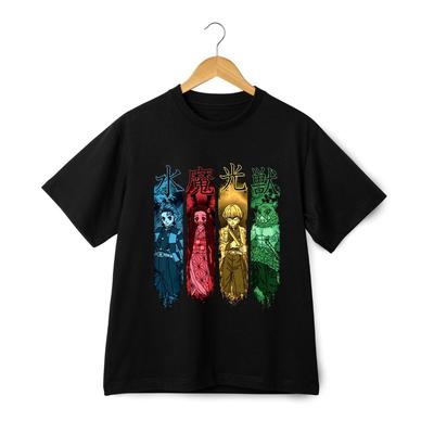 Demon Slayer Anime Grafik T-Shirt – Neon Hashira Charaktere Streetwear T-Shirt