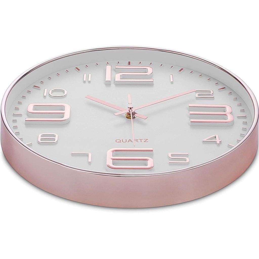 Wall Clock 12" Silent Quartz Decorative Latest Wall Clock Non-Ticking Classic Clock Battery Operated Round Easy To Read For Room/Home