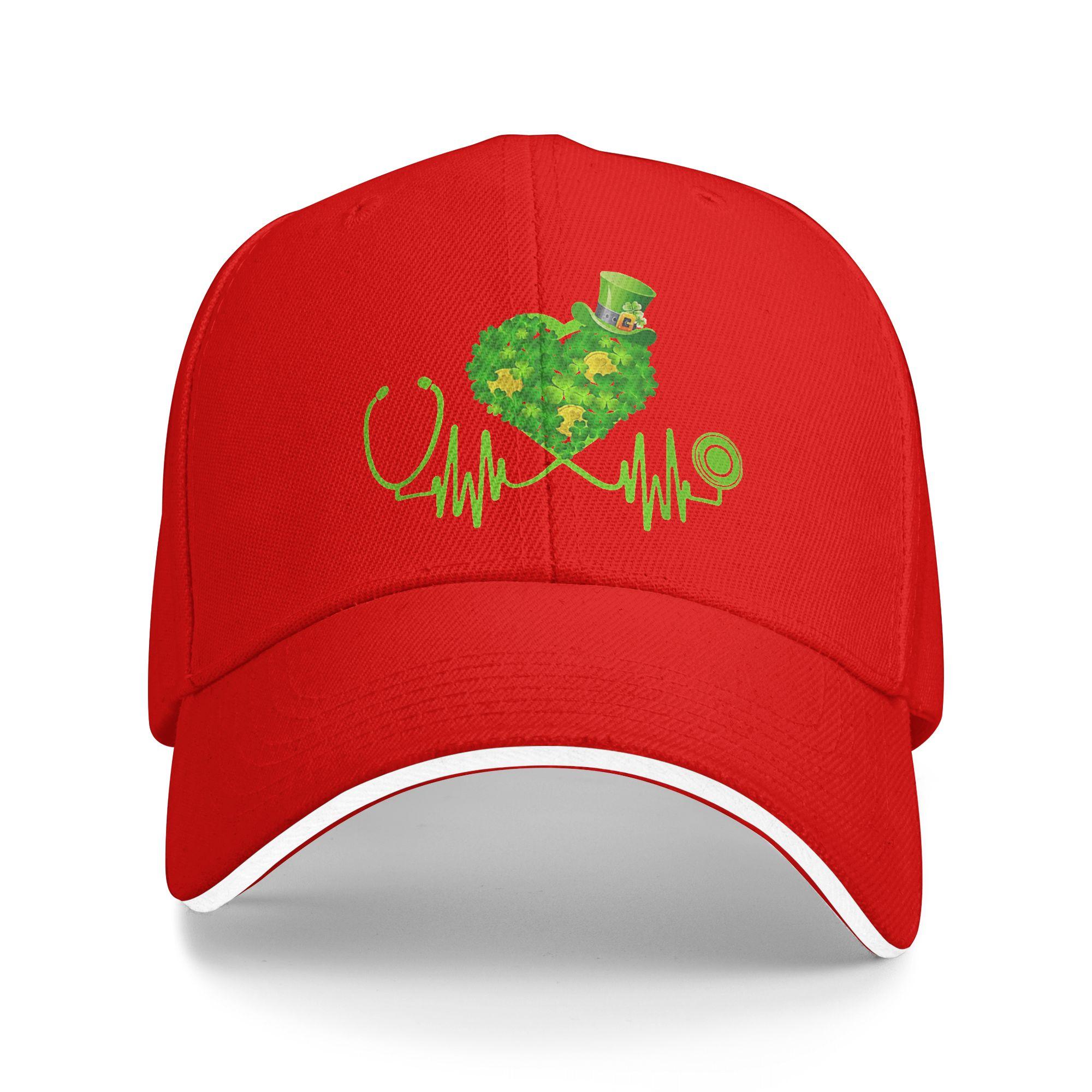 

Unisex Nurse Stethoscope Heartbeat Irish Saint Patricks Day Outdoor Hat Sun Baseball Caps New Baseball Cap Golf Hats One Size