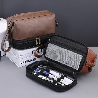 Lightweight Travel Stylish PU Leather Storage Bag Large Capacity Toiletry Organizer Pouch Multifunctional Travel Storage Bag