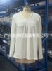 Women's V Neck Ribbed Knit Long Sleeve Tunic Top Pleated Front Curved Hem Casual Fall Blouse
