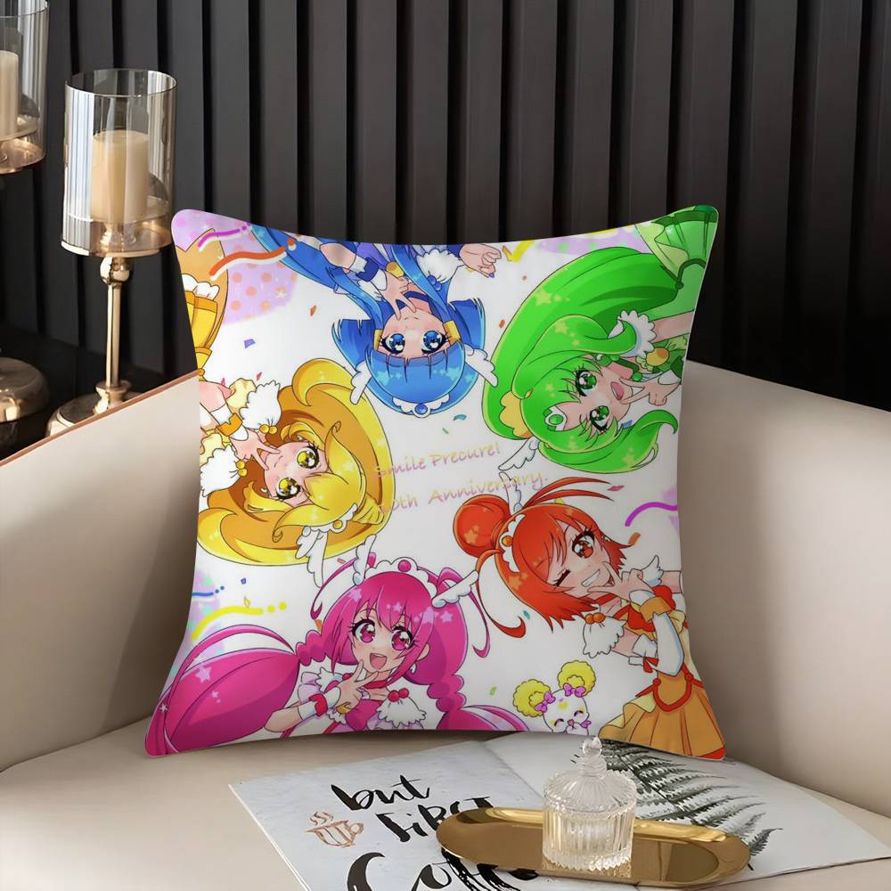 Pillow Case Cartoon S-Smile P-Precures Home Dorm Chair Back Short Plush Double-Sided Printing Office Nap Time Cushion Cover