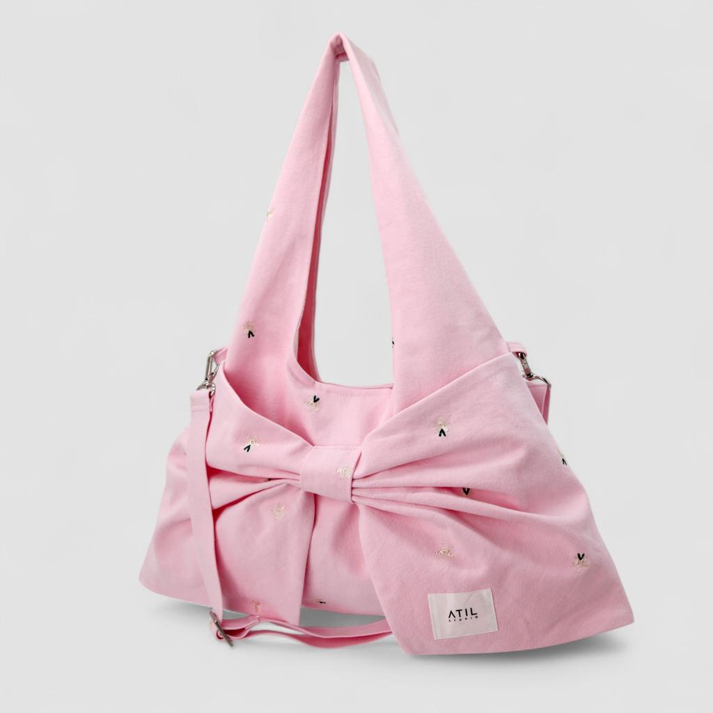 Atil Studio Fleur Lou Drawing Washed Bow Bag _ [Pink]