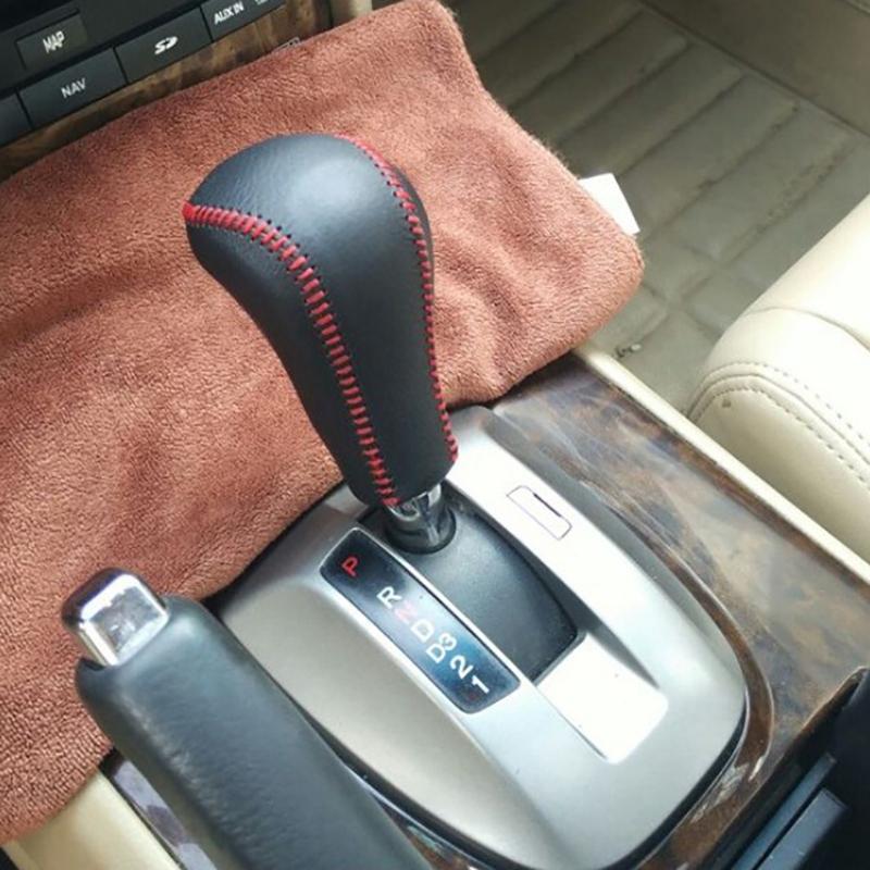 Precise Hand Sewing PU Gear Shift Lever Knob Cover Fit Hand Brake Cover,Gear Shift Lever Cover,For Honda Feidu Civic Accord black  red