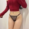 Damskie Seksowne Przezroczyste Stringi Majtki z Drobnej Siateczki Odkryte Pośladki G-String Majtki Niskiej Talii Regulowany Pasek Przezroczysta Bielizna