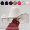 Tassel Felt Western Cowboy Hat Large Brim Sun Hat Large Head Circumference Warm Top Hat Women's British Hat