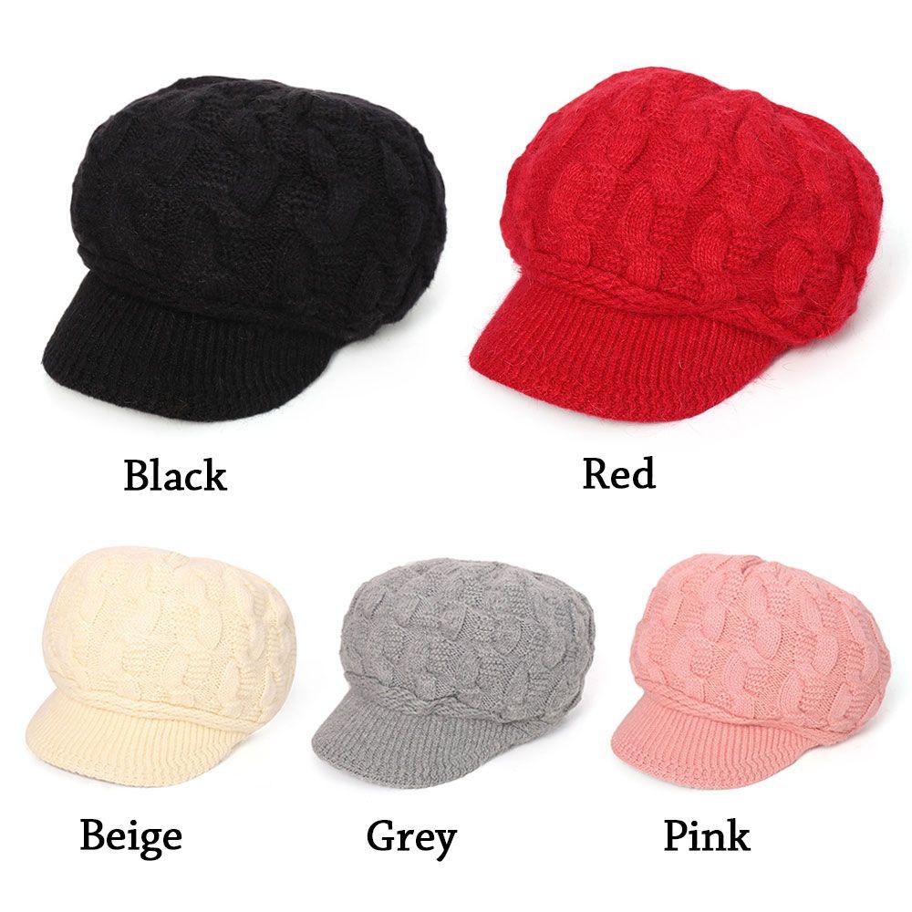 Casual Rabbit Hair Warm Knitted Beret Hat Beanie Cap Peaked Hat