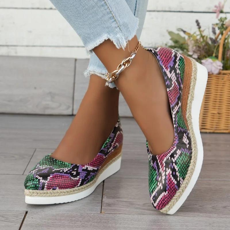 Women's Shoes 2024 New Comfortable Thick Sole Casual Wedge Heel Women's Daily Single Shoes Autumn Dress Party Zapatillas Mujer