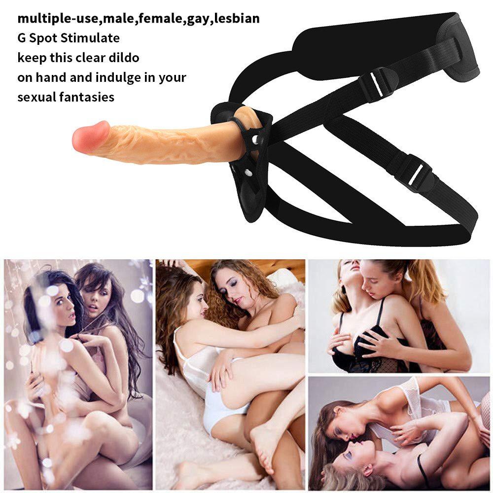 Kalhoty na penis s řemínkem 18 cm MoDi Pásek na obrovském realistickém postroji na penis Bez ramínek Odnímatelná přísavka Kalhotky dilda pro lesbičky