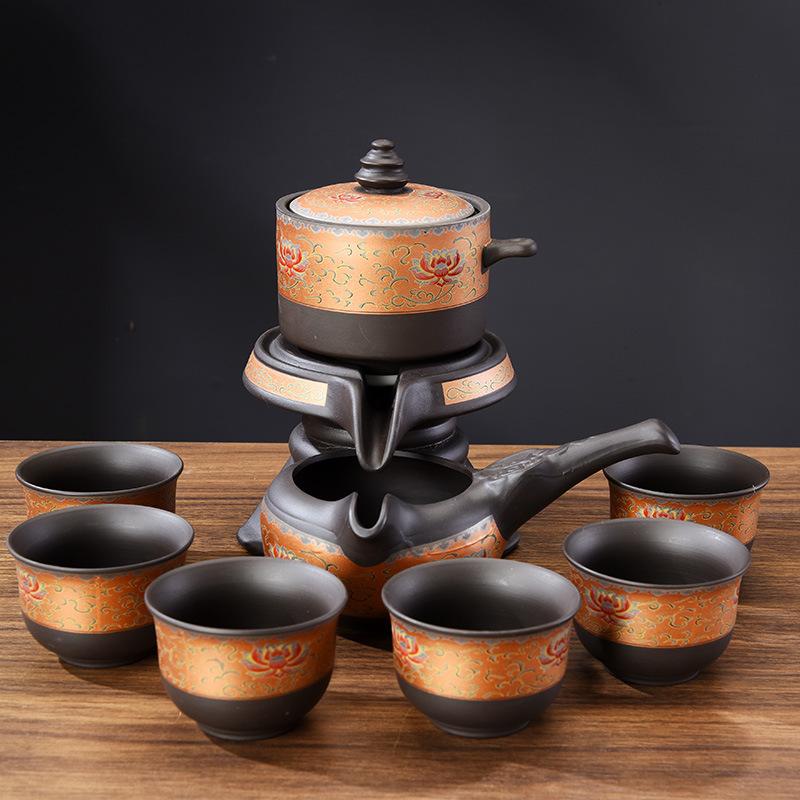 Purple Sand Automatic Tea Set, Household Internet Celebrity Making Teapot, Kung Fu Lazy Time Running Tea Set Gift Box