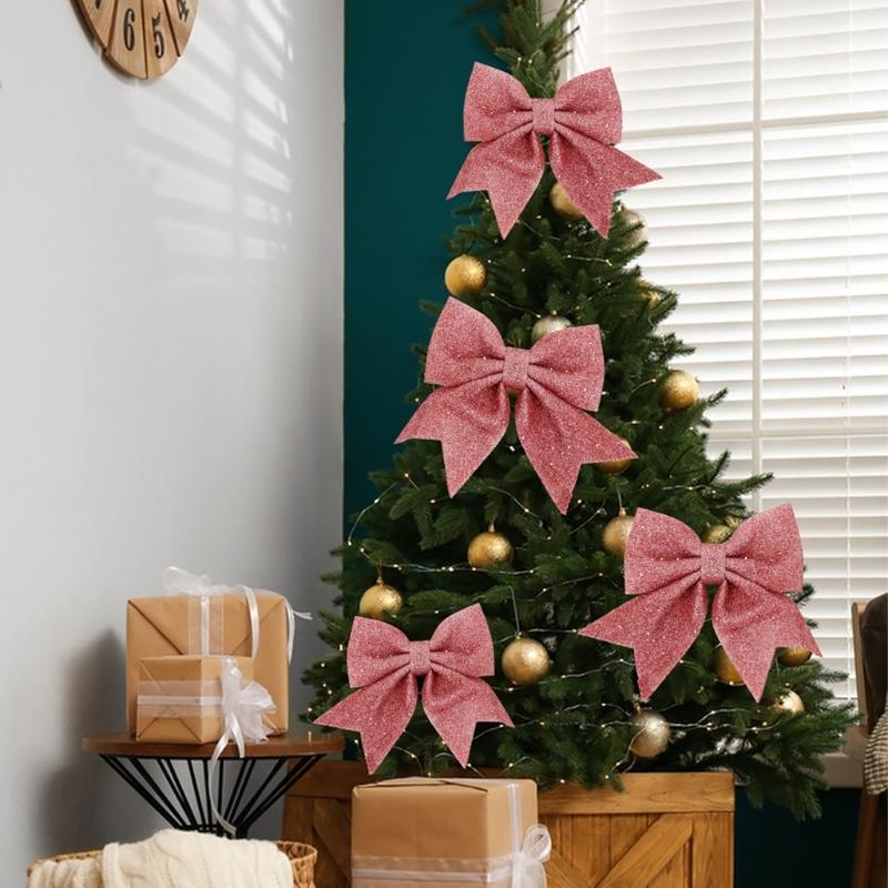 Christmas Tree Bowknot Decoration for Home Party Bows Ornament DIY Accessories