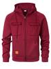 Men's Multi-Pocket Zip-Up Hooded Cardigan: European/American Style, Loose Fit, Stand Collar, Perfect for Spring, Autumn, Winter.