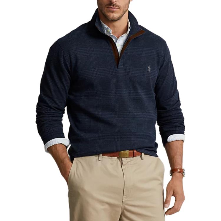 Polo Ralph Lauren Solid Color Half-Zip Pony Embroidered Long Sleeve Knit Sweater Men Sweater Blue 710916638-002