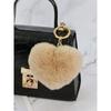 MAIA Rabbit Fur Heart Keychain & Charm - Beige