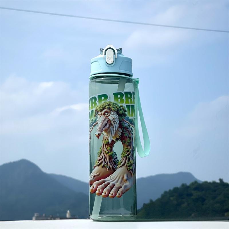 750ml Cartoon Straw Cup Water Cup Leak-proof Convenient To Carry Suitable For Sports Outdoors Gym Large Capacity Cute Plastic Water Cup