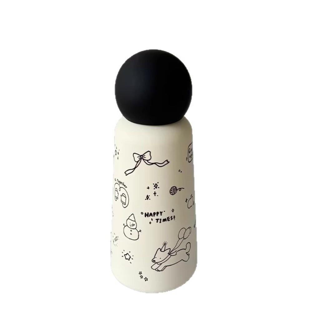 Round-shapes Lid Coffee Cup Black White Vacuum Water Bottle New Thermal Car Cup  Gifts