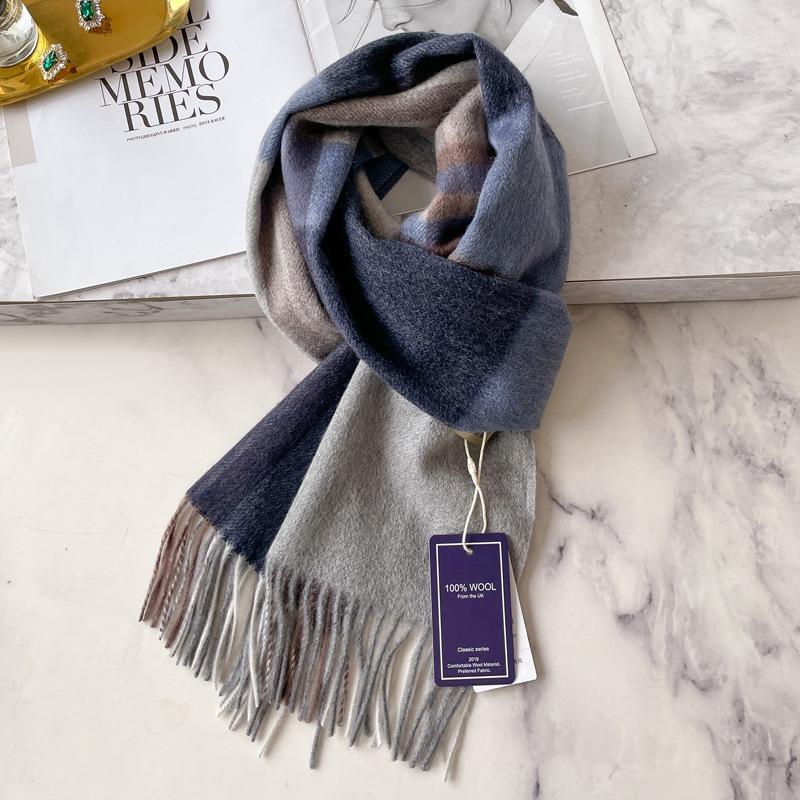 Cashmere Scarf Men's Winter British Classic Plaid Men's and Women's Long Versatile Warm Scarf Thick