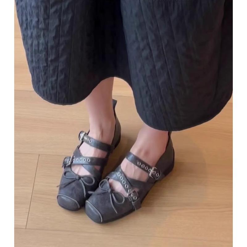 Designer Frühling Damen Mary Jane Schuhe Mode Quadratische Zehenpartie Damen Komfort Weiche Sohle Flache Schuhe Niedriger Absatz Damen Komfort Ballerinas Schuhe