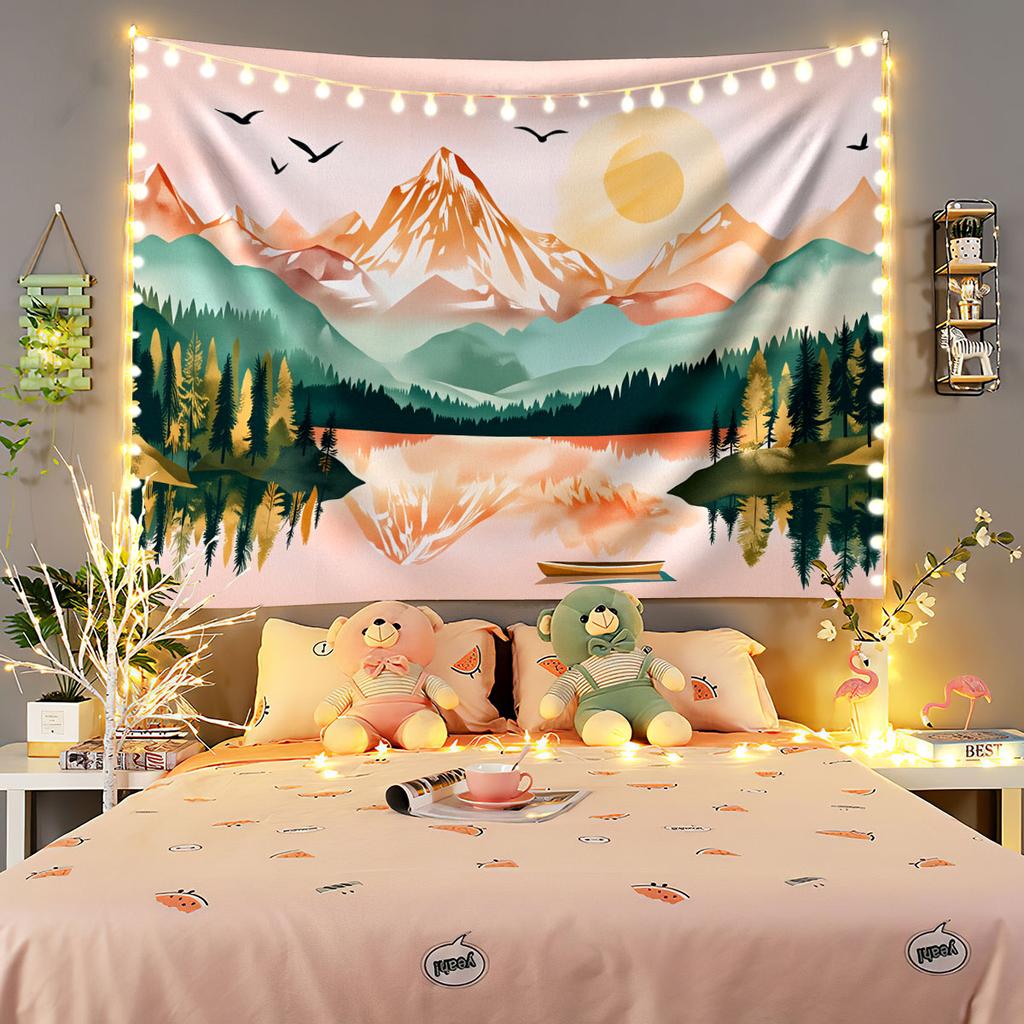 1Pc Grassland Landscape Printed Tapestry Living Room Background Wall Art Decoration Multi Size Space Pendant