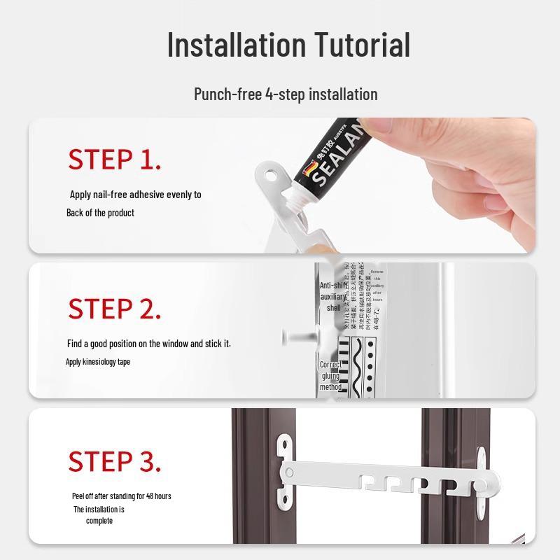 Child Safety Lock for uPVC/Aluminum Doors and Windows - Windproof Support Hook